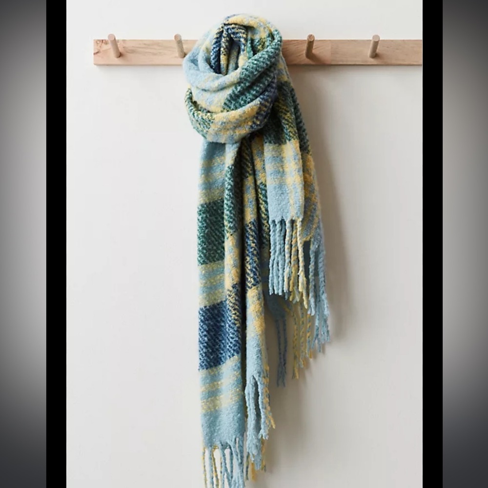 Free People Homecoming Plaid Oversized Blanket Scarf